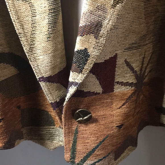 Expose vintage Chenille one button vest look in front geometric print size Large - Picture 9 of 9